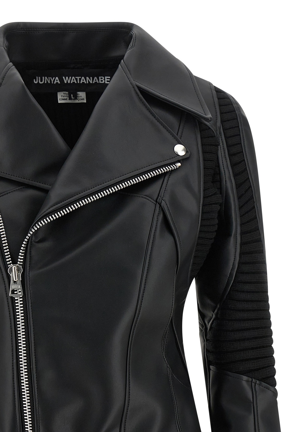Junya Watanabe Zippered Long-sleeved Leather Jacket In Black