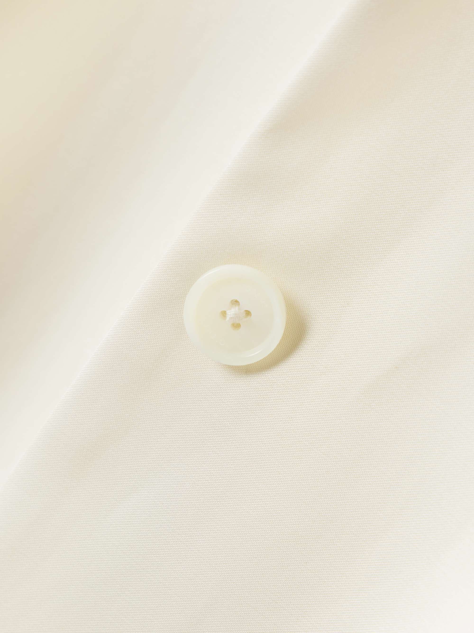Totême Collarless Silk Coat In White