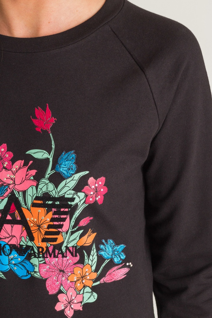 Ea7 Logo Long-sleeved Sweater In Black