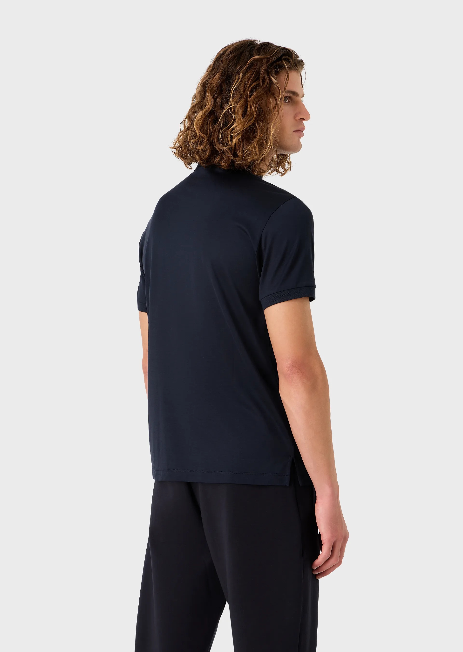 Emporio Armani Cotton Blend Polo Shirt In Blue