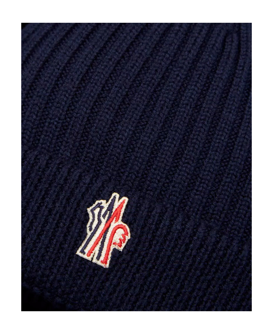 Moncler Ribbed-knit Logo-patch Beanie Hat In Black
