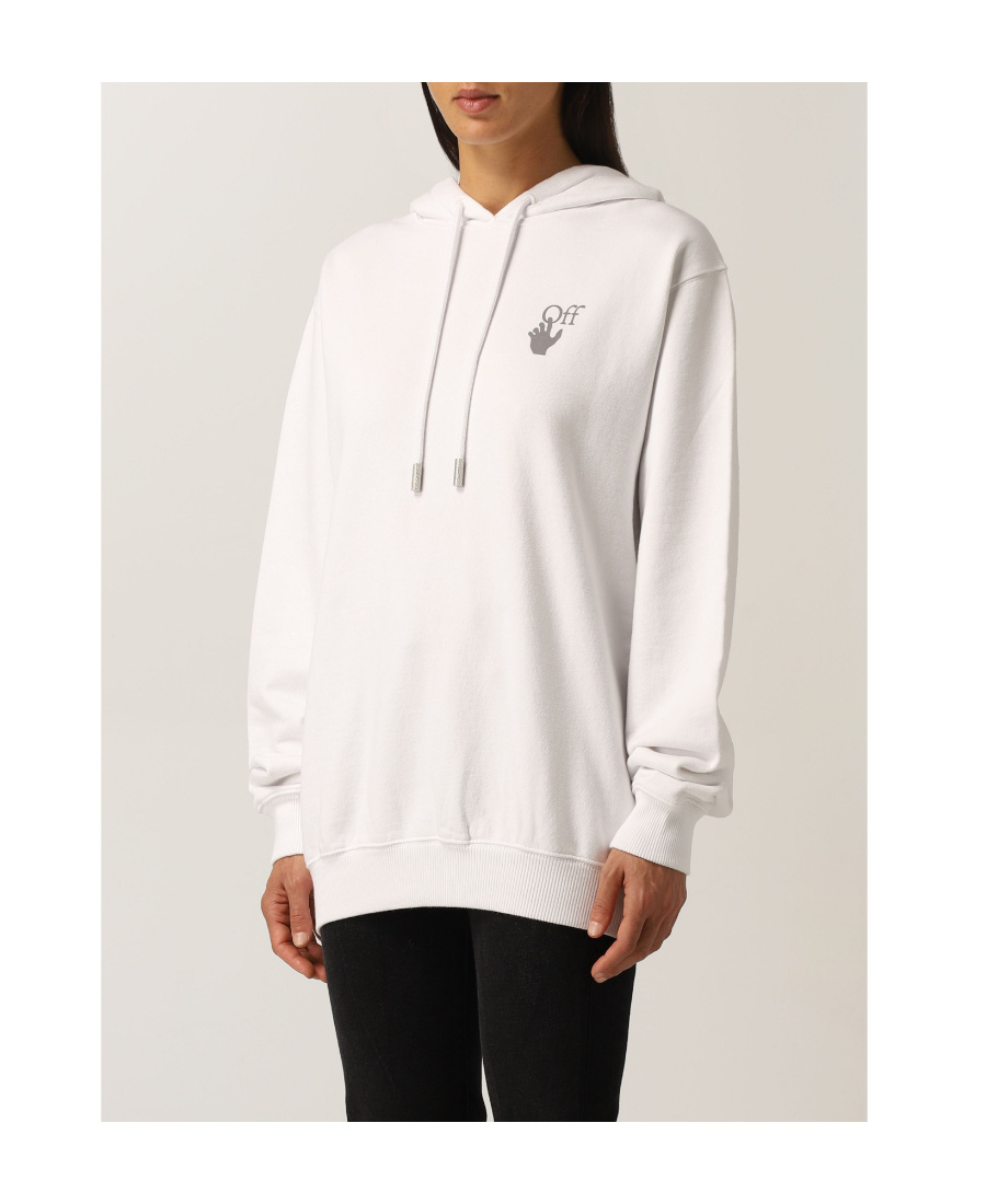 Off-white Arrow Logo Cotton Hoodie In White