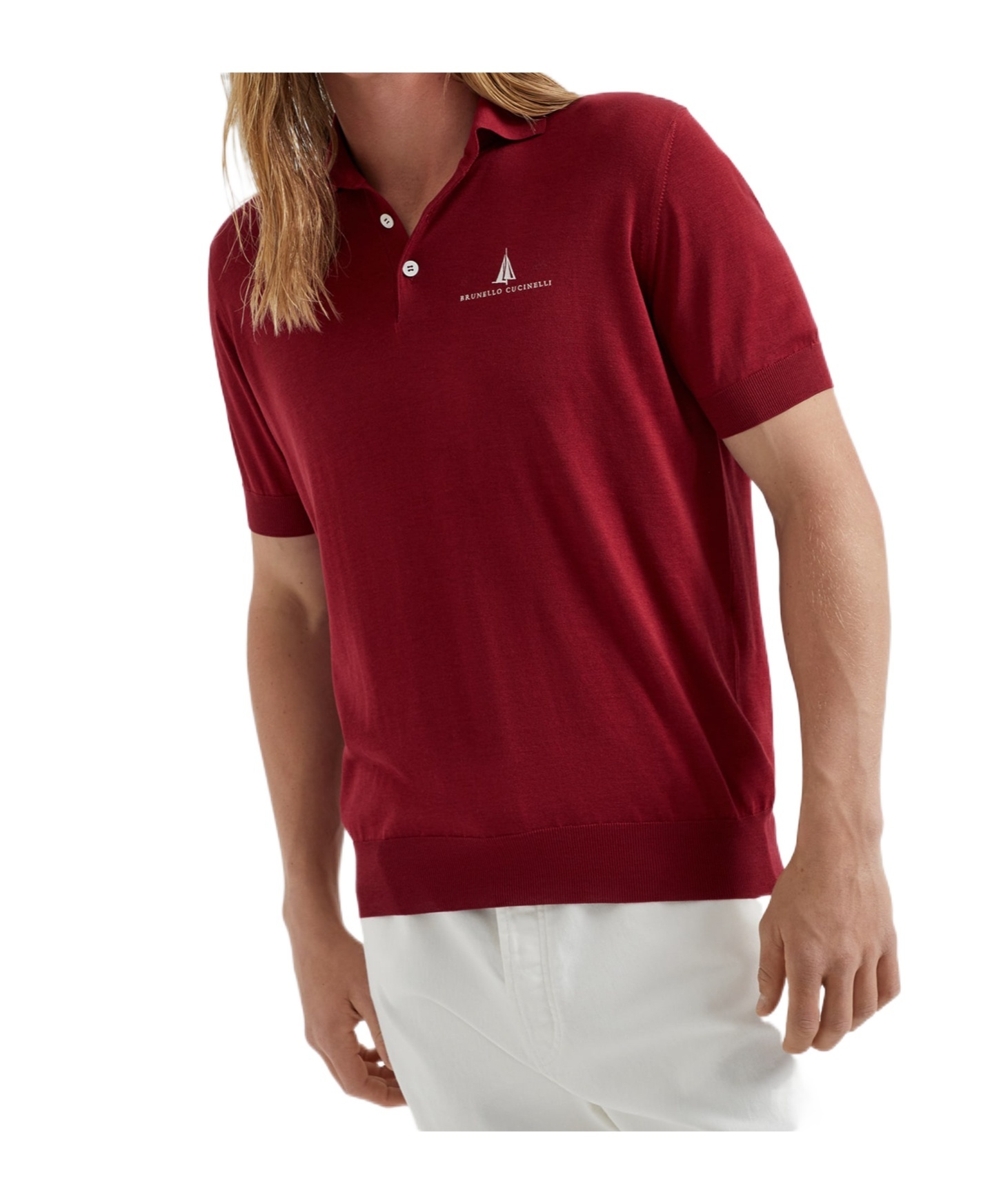 Brunello Cucinelli Slim-fit Logo-embroidered Silk And Cotton-blend Polo Shirt In Red