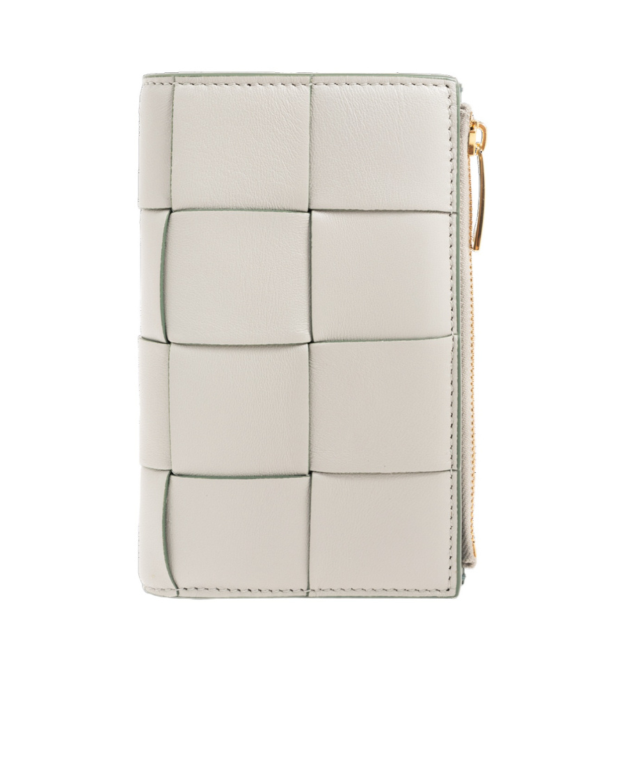 Bottega Veneta Medium Cassette Intrecciato Leather Wallet In White