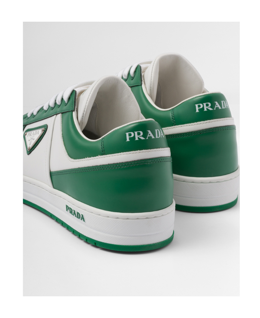 Prada Downtown Leather Sneakers In White