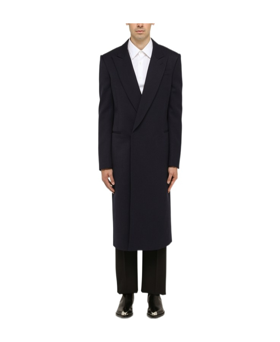 Alexander Mcqueen Single-breasted V-neck Coat In Black
