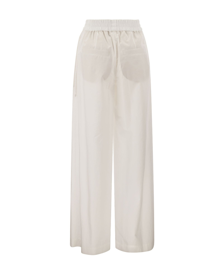 Brunello Cucinelli Women's Loose Fit Cotton Trousers In White