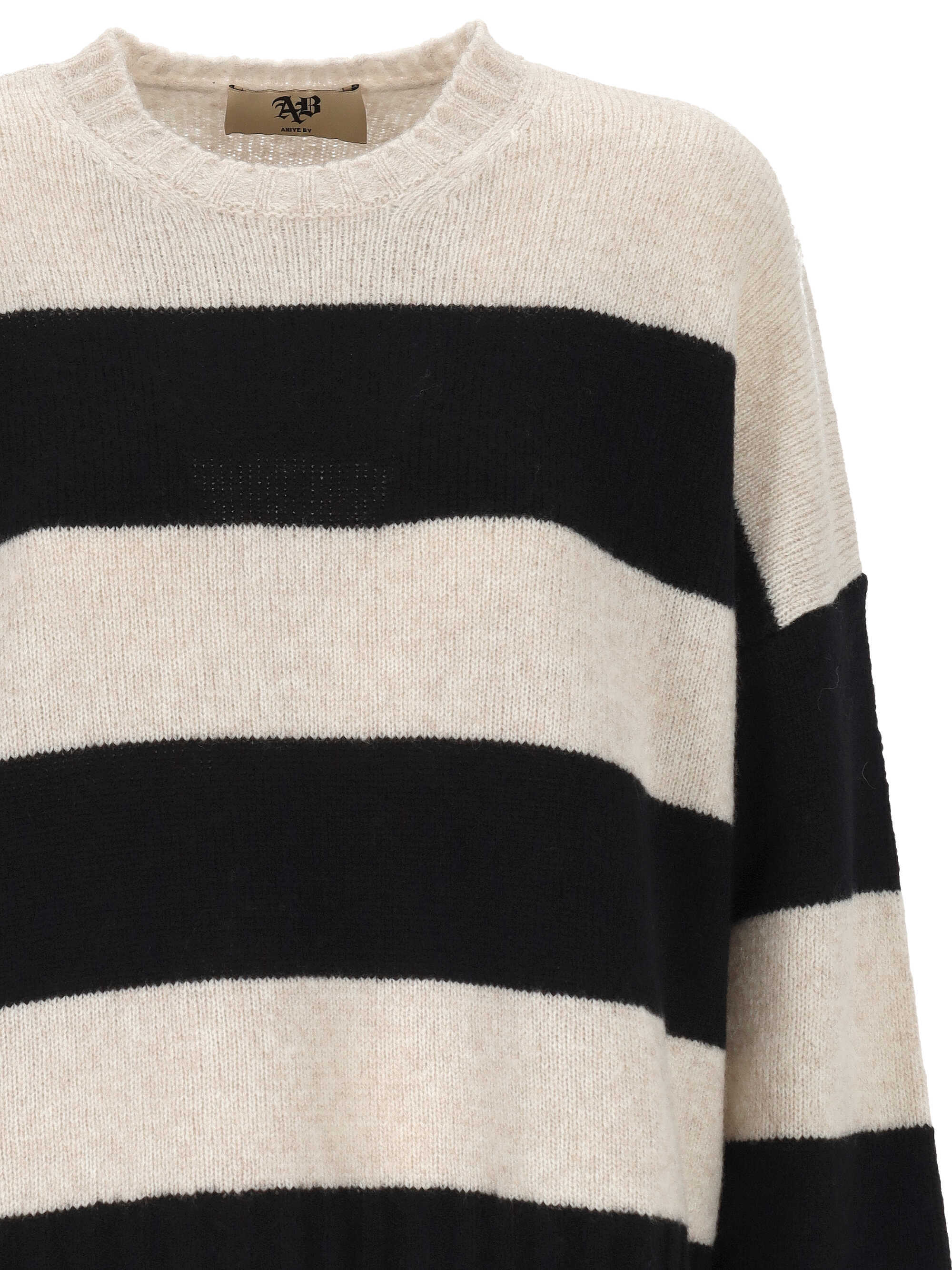 Aniye By Striped Distressed Sweater In Black