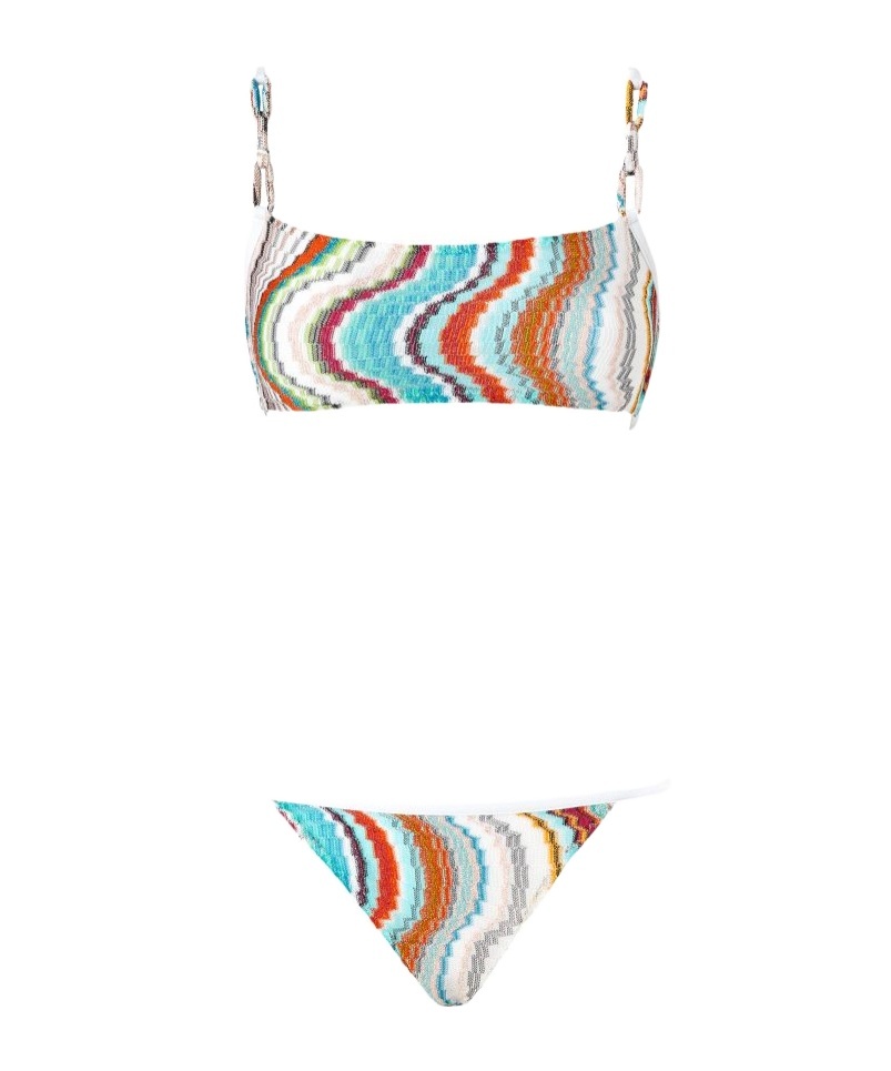 Missoni Multicolor Light Blue Beach Bikini Set In Multi-color