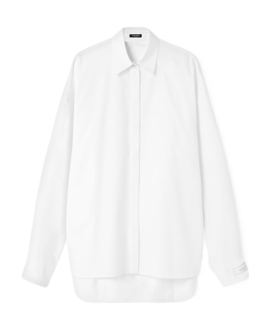 Versace Long-sleeved Button-up Shirt In White