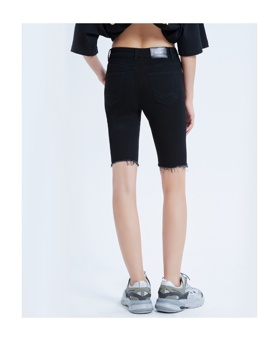 Liuregali Logo Slim Denim Shorts In Black