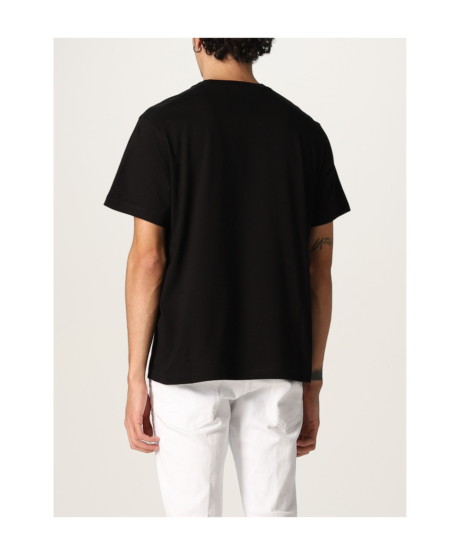 Dsquared2 Black Cotton T-shirt With Embroidered Logo In Black