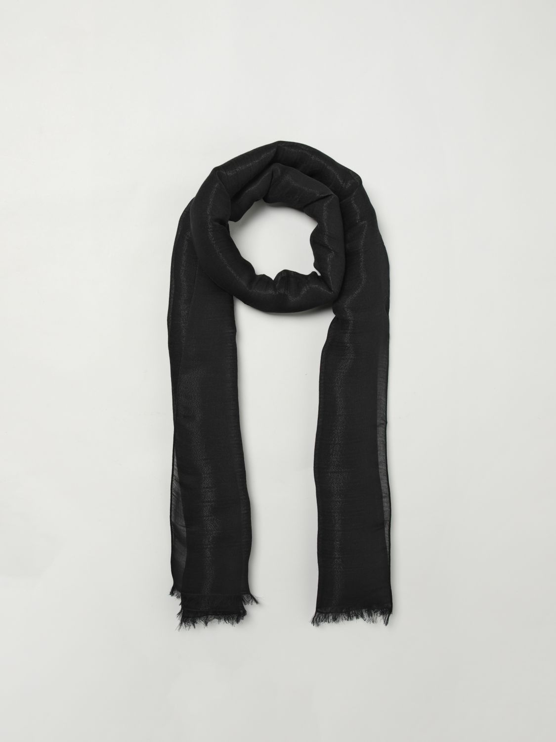 Emporio Armani Tassel Scarf In Black