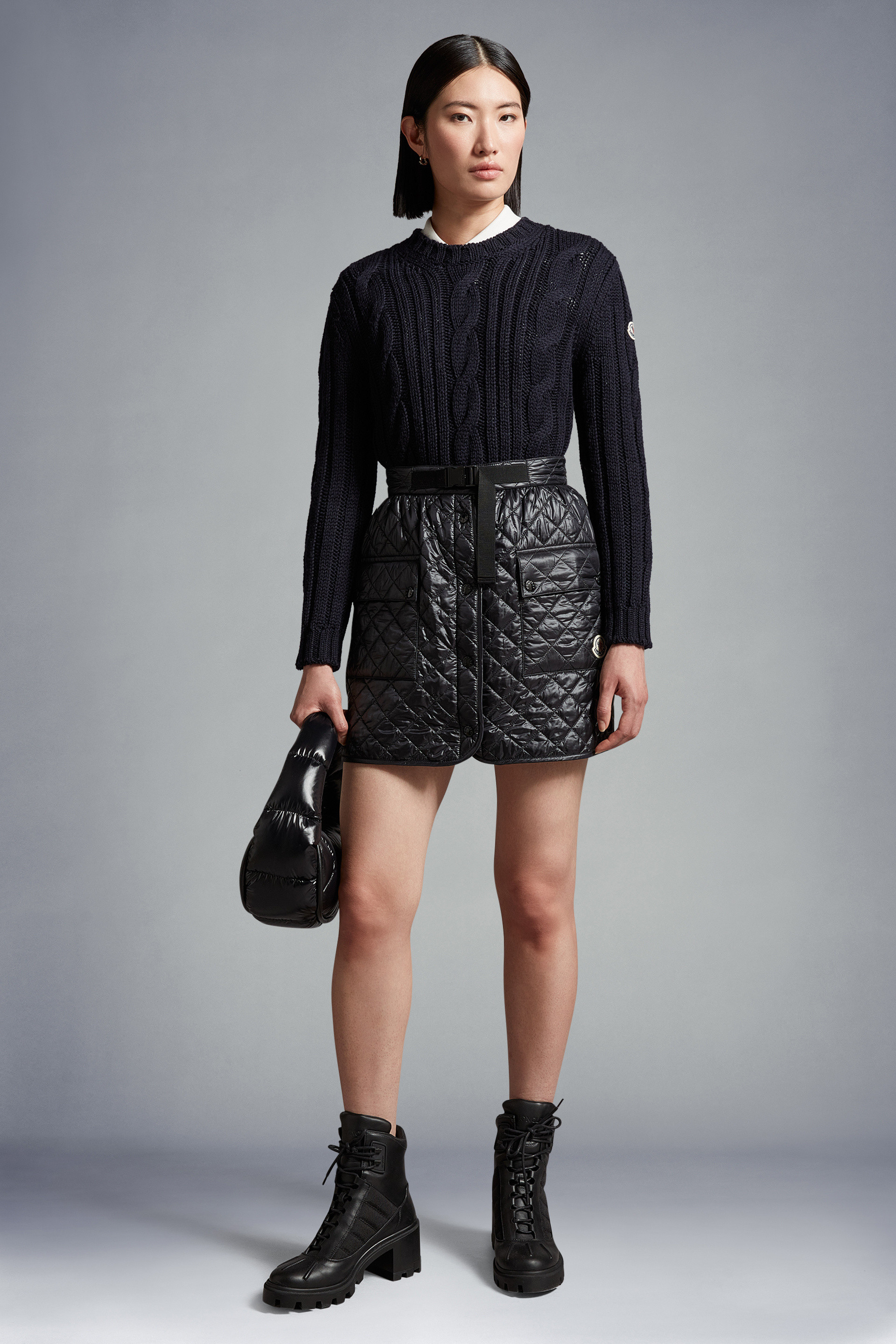 Moncler Quilted Wrap Miniskirt In Black