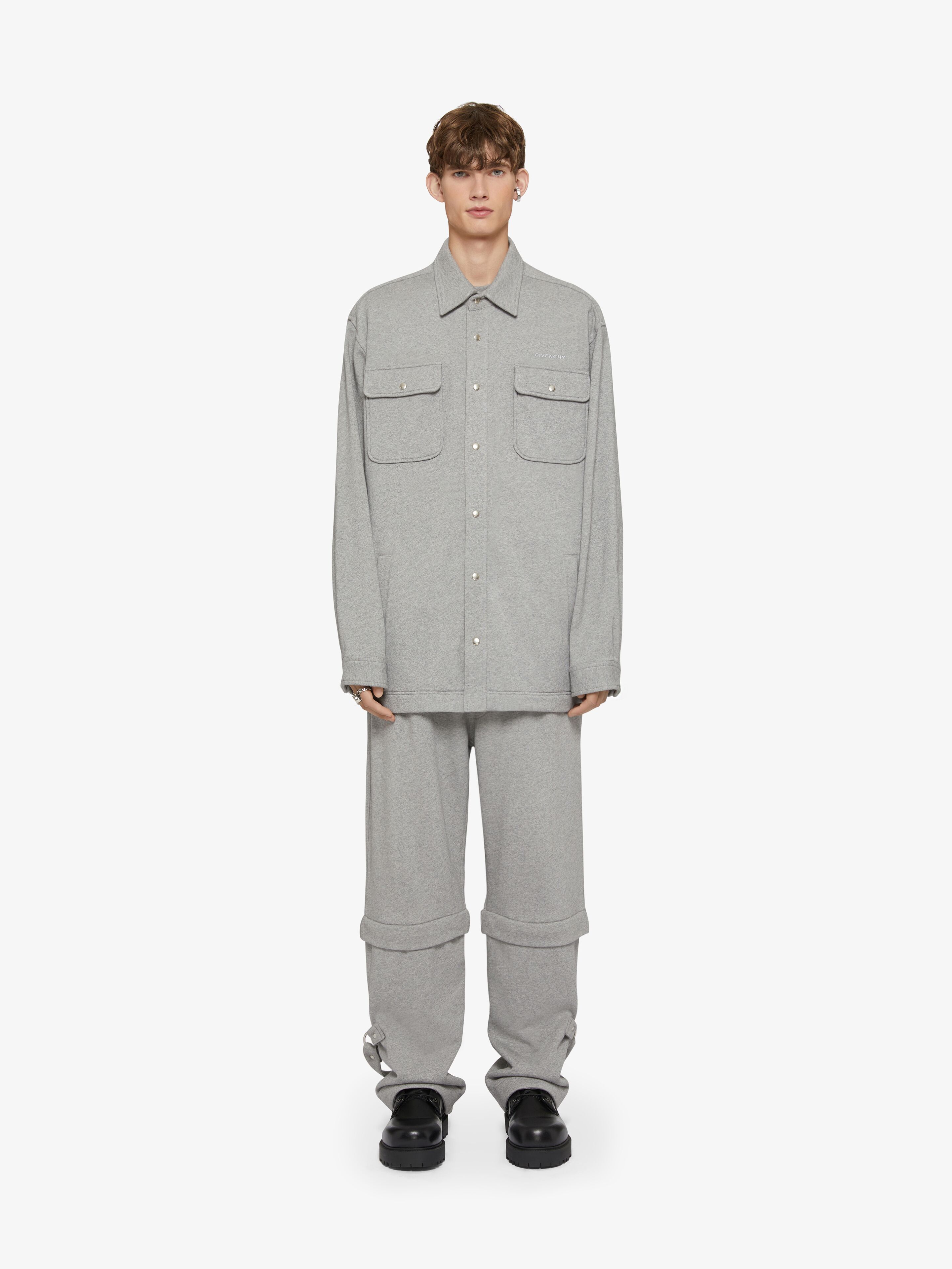 Givenchy Logo Embroidered Fleece Shirt In Gray