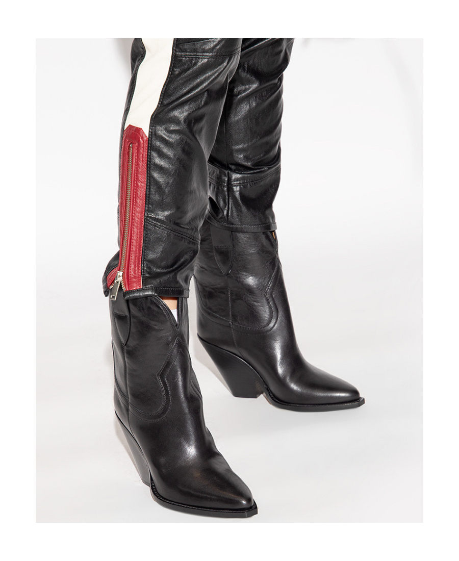 Shop Isabel Marant Leyane Suede Cowboy Boots In Black