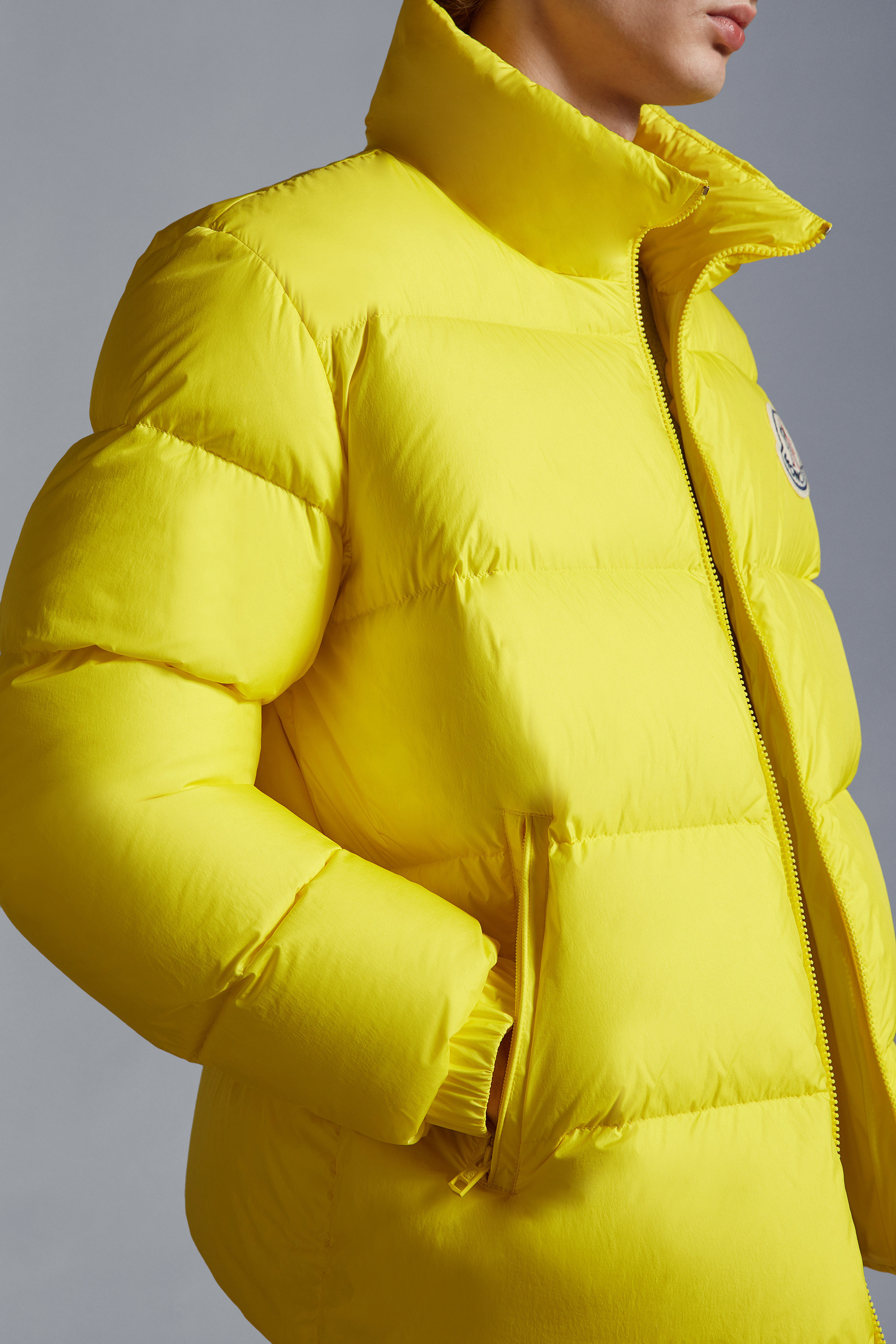 Moncler High-collar Long-sleeved Cotton Suit In Yellow