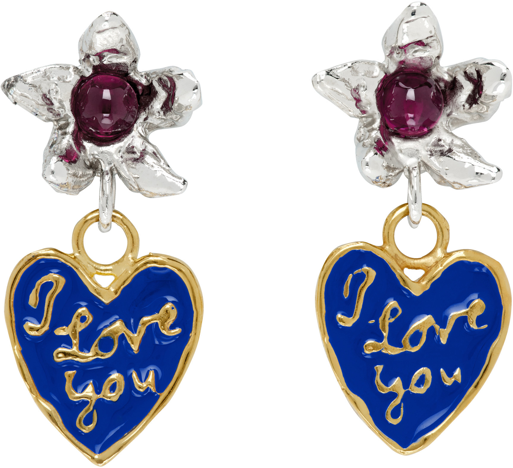 Chopova Lowena Silver Lovers Drop Earrings In Multicolor