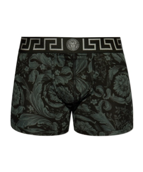 Versace Cotton Barocco Trunks In Black