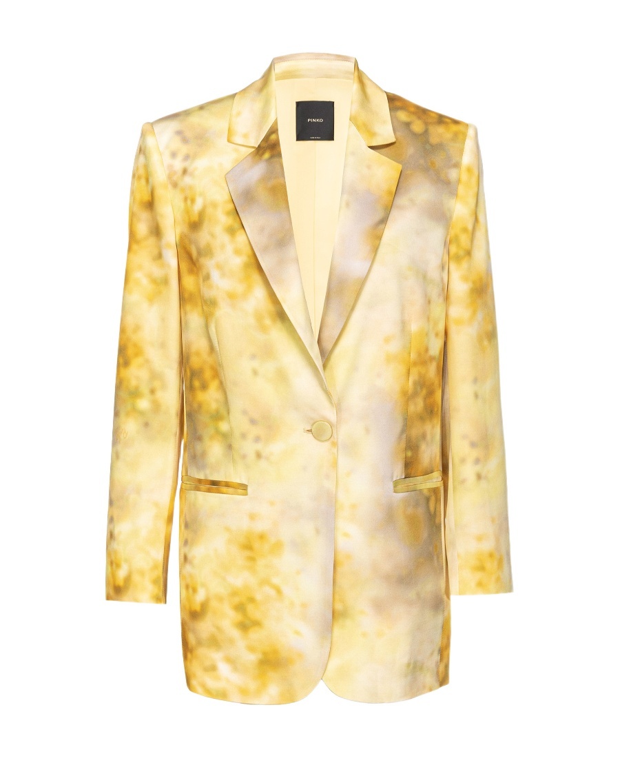 Pinko Blazer En Satin Dégradé À Fleurs In Nude