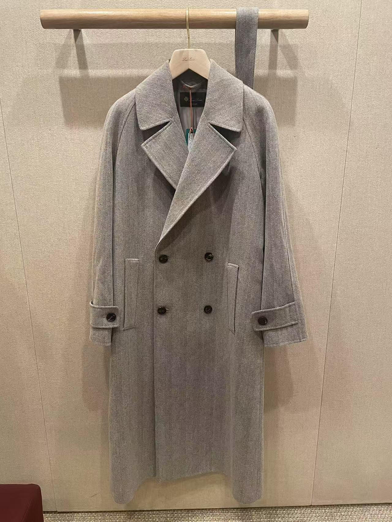 Loro Piana Double-breasted Trench Coat In Gray