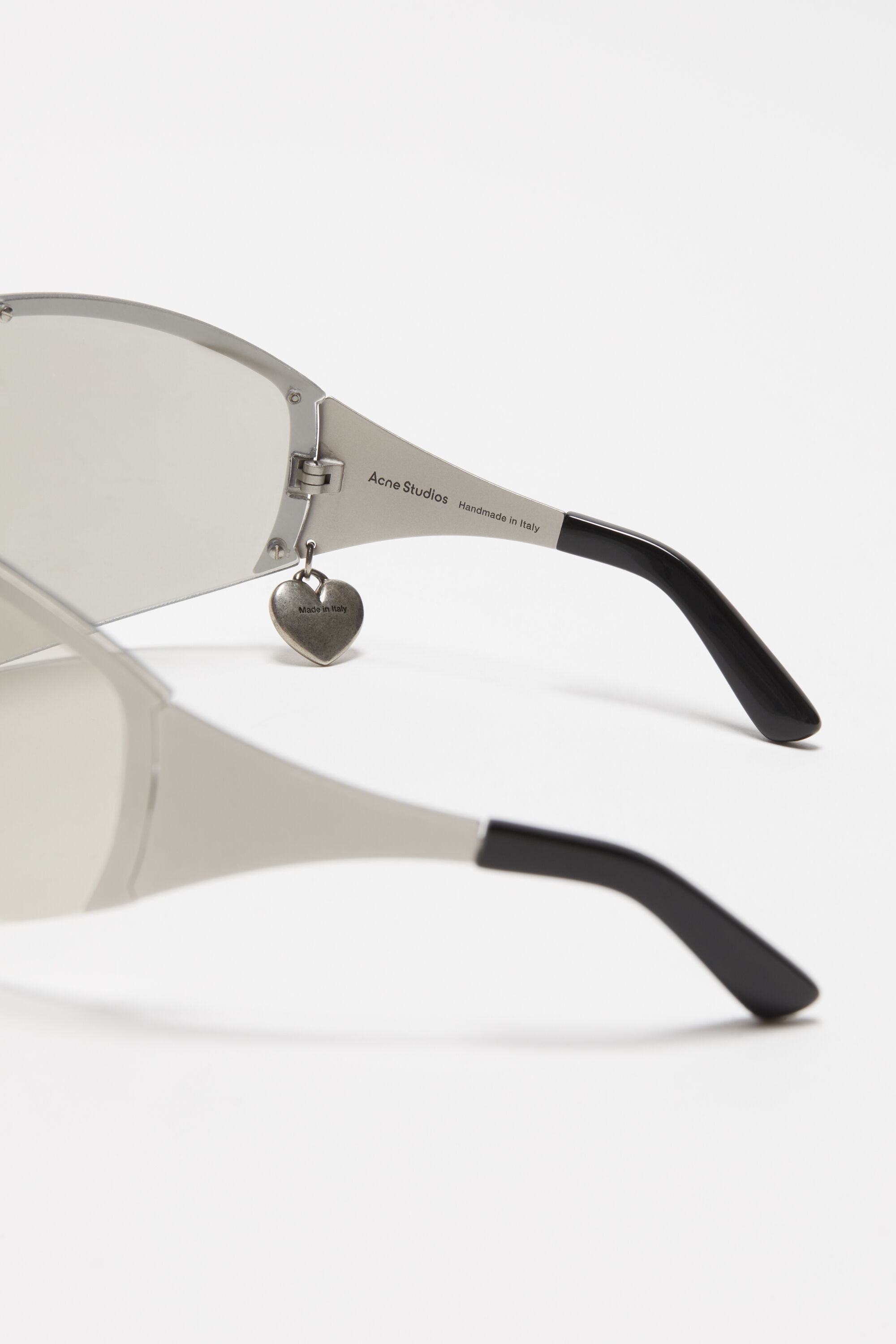 Shop Acne Studios Logo-charm Shield-frame Sunglasses In White