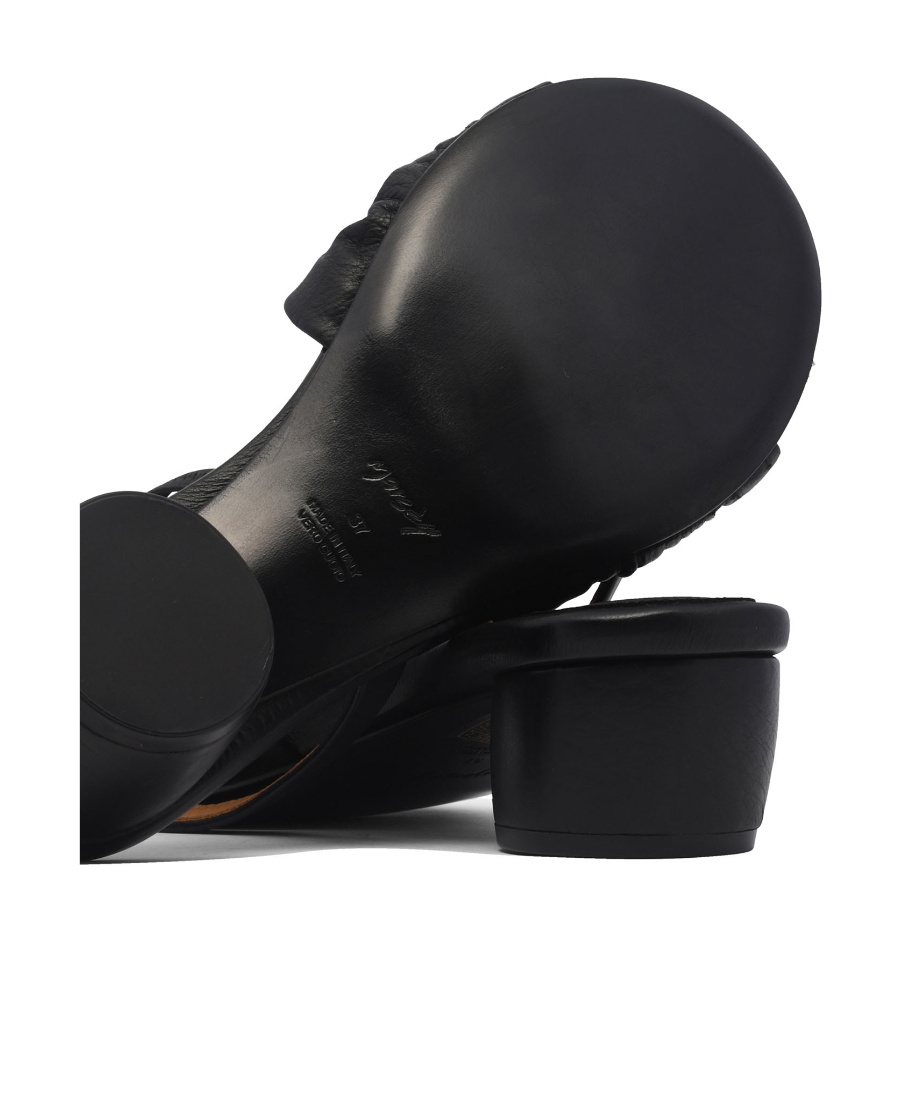 Shop Marsèll Round-toe Leather Slingback Sandals In Black