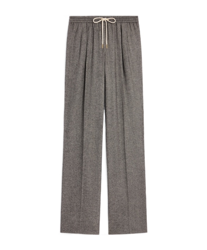 Celine Drawstring Trousers In Cashmere Flannel In Gray