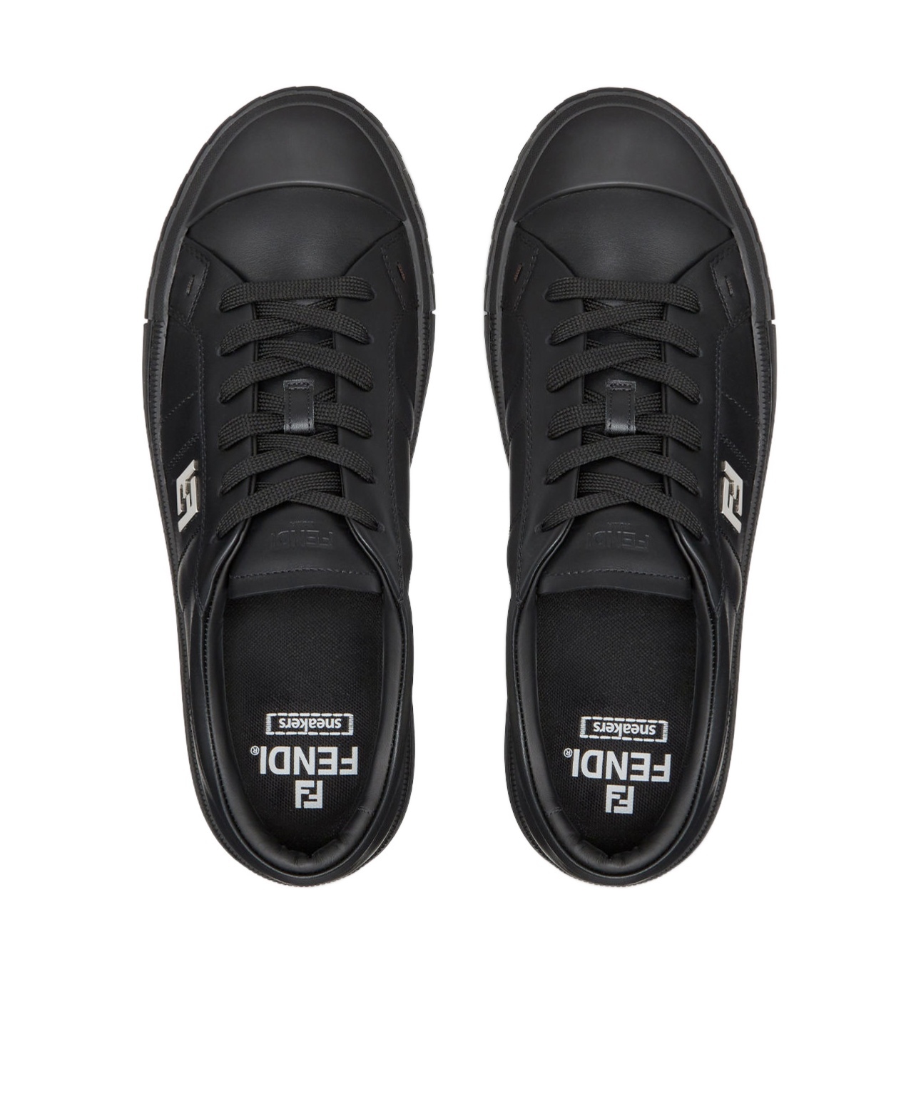 Shop Fendi Black Leather Low-tops