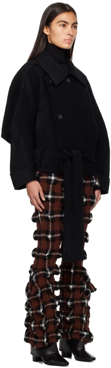 Shop Issey Miyake Out Of A Cube Cropped Coat In Black