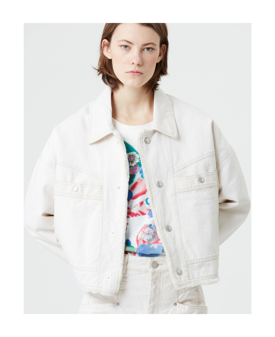 Shop Isabel Marant Paoleta Denim Jacket In White