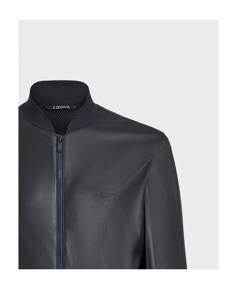 Shop Zegna Zipper Logo Casual Jacket In Black