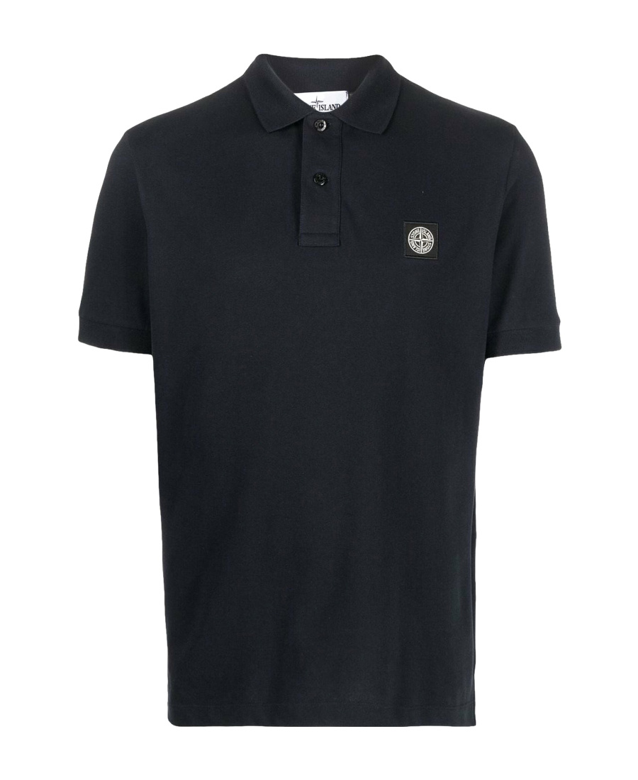 Shop Stone Island Compass Logo Embroidered Short-sleeved Polo Shirt In Blue