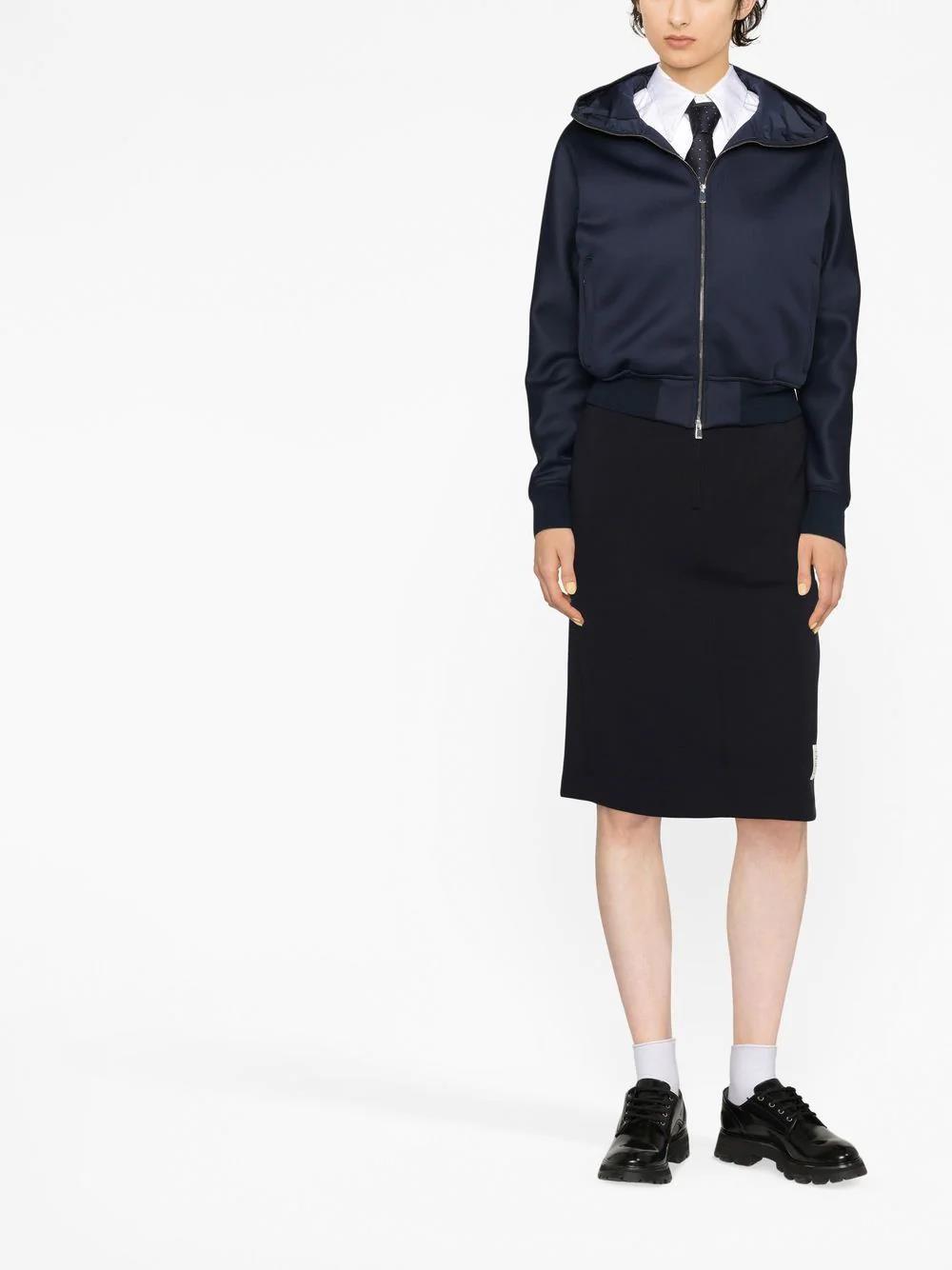 Thom Browne Rwb Stripe-detail Midi Skirt In Navy Blue