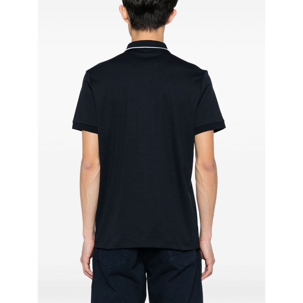 Hugo Boss Embroidered-logo Cotton Polo Shirt In Black