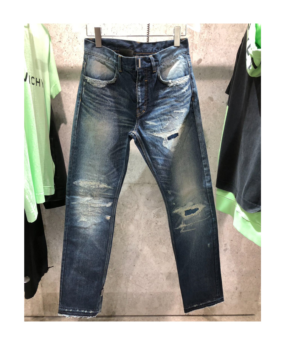 Givenchy Distressed Straight-leg Jeans In Blue