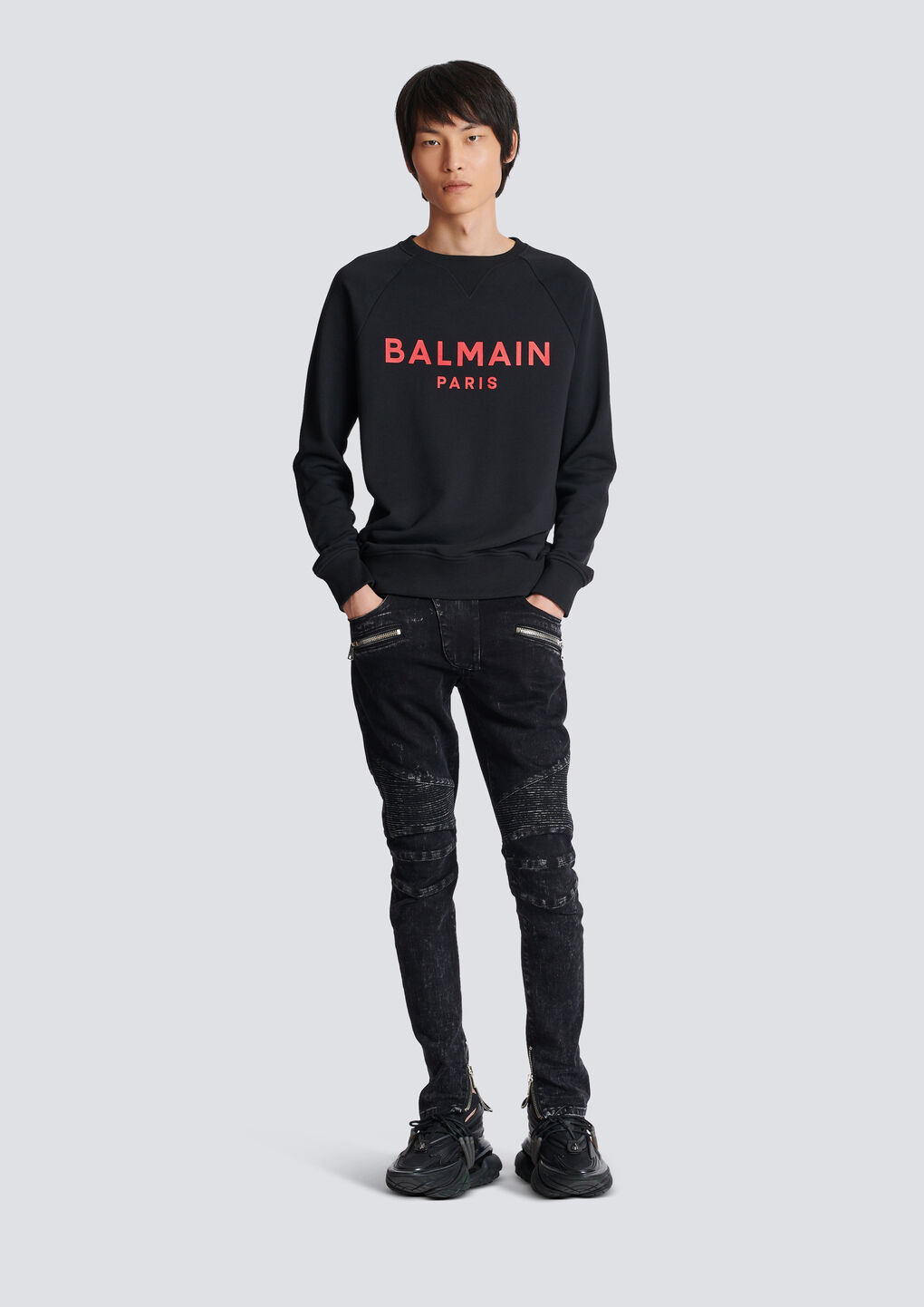 Shop Balmain Paris Printed Sweatshirt In Black