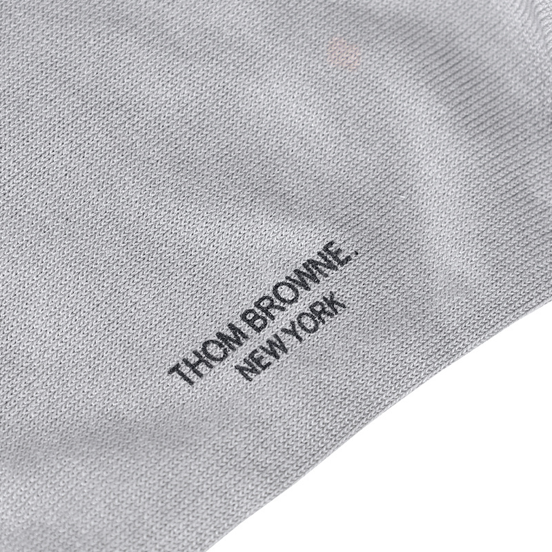 THOM BROWNE LIGHT GREY LIGHTWEIGHT COTTON OVER THE CALF 4BAR SOCK