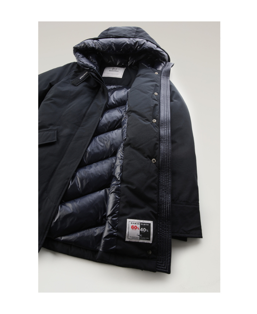 Woolrich Artic Parka Jacket Woman Puffer Midnight Blue Size L Cotton In Black