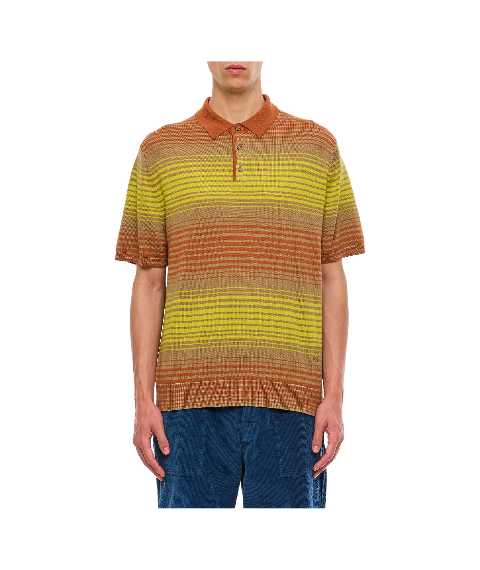 PAUL SMITH STRIPED MERINO WOOL POLO SHIRT