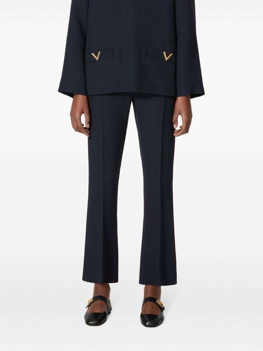 Shop Valentino Belt-loop Casual Pants In Black