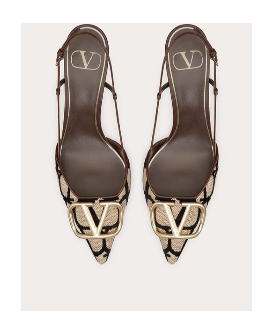 Valentino Vlogo Toile Iconographe Slingback Pumps In Multicolor