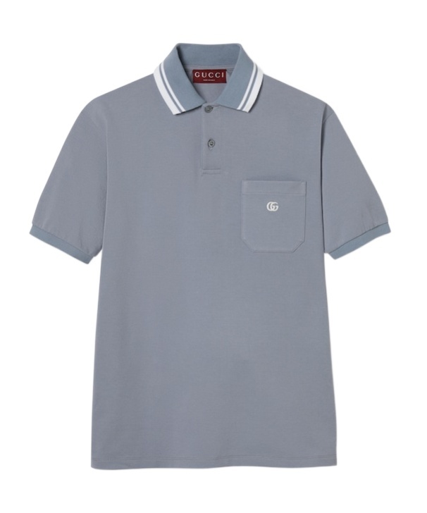 Gucci Gg Web Cotton-blend Polo Shirt In Blue