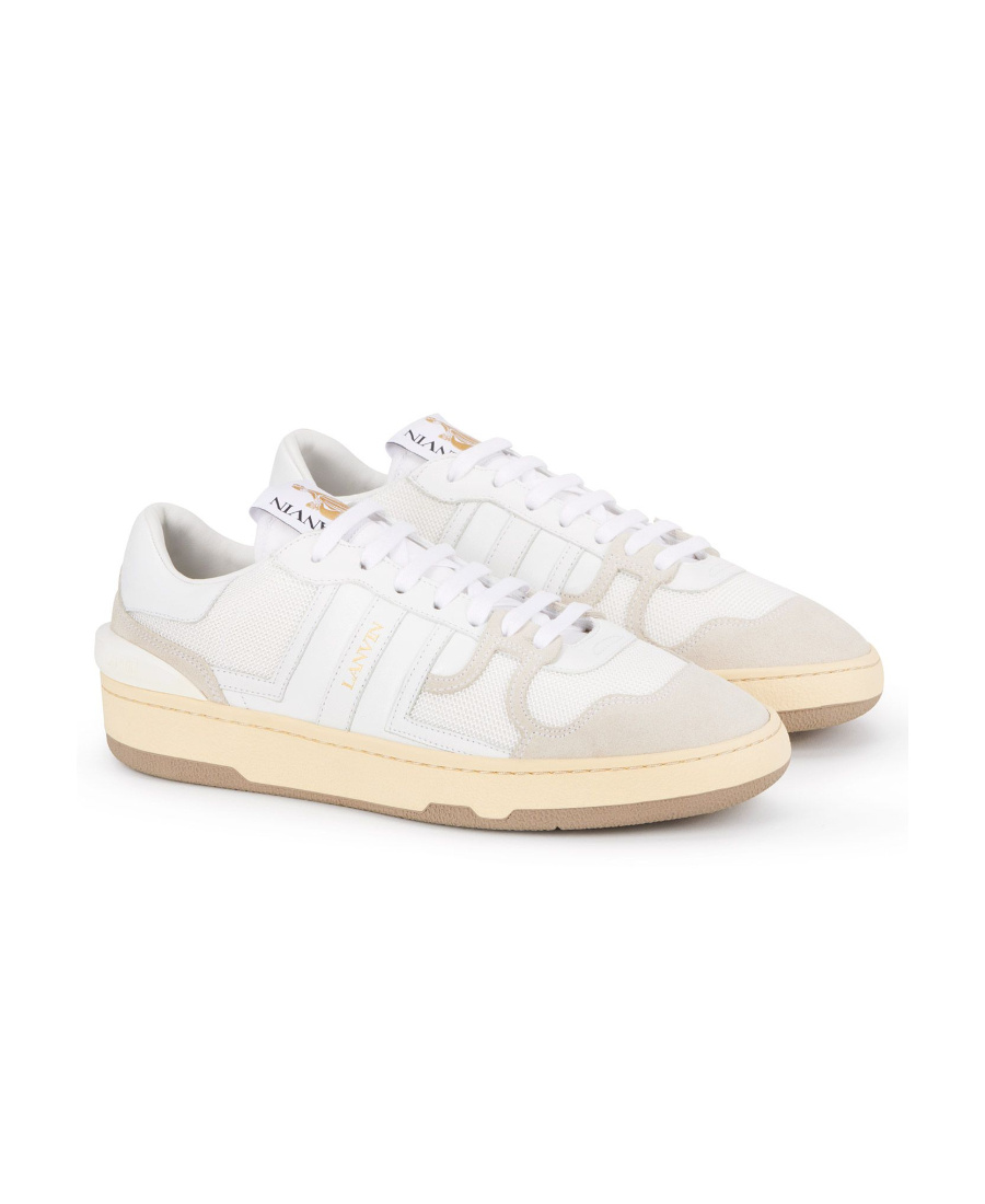 Lanvin Clay Leather & Mesh Low-top Sneakers In White