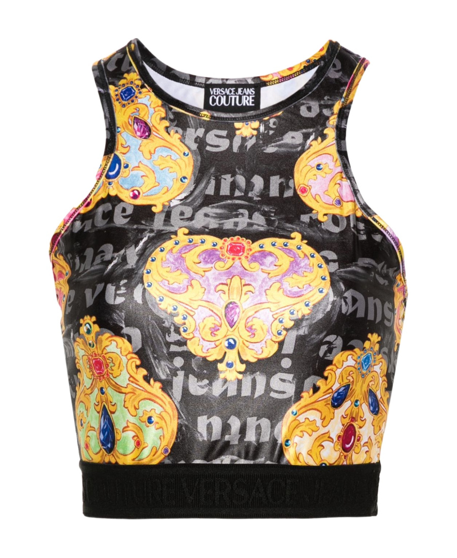 Versace Jeans Printed Cropped Top In Multicolor