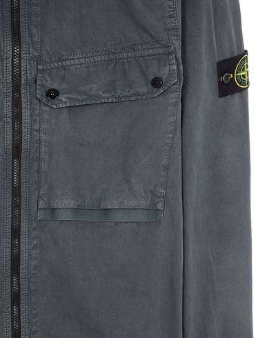 Shop Stone Island Compass Logo-patch Zip-up Shirt In Gray