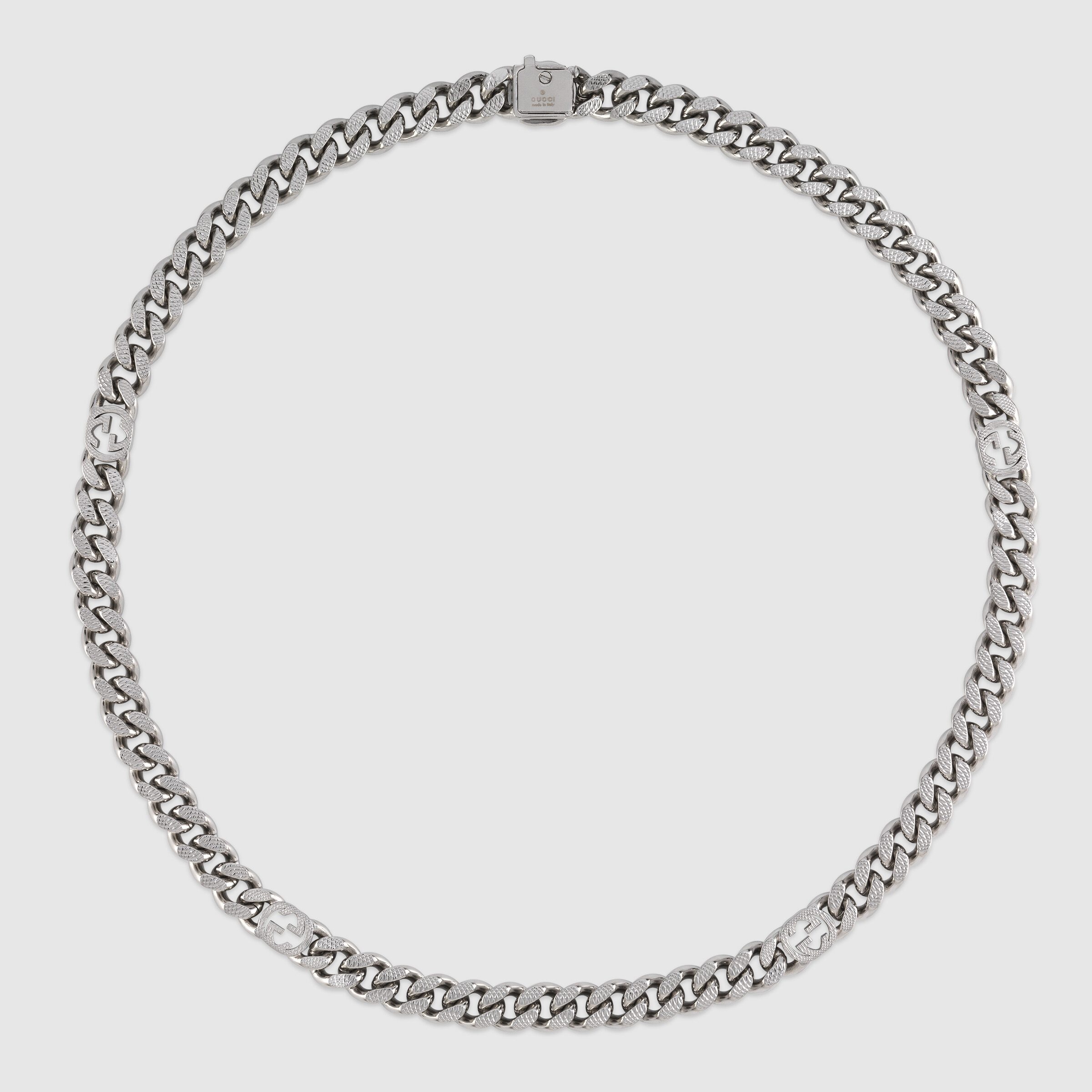 Gucci Interlocking G Chain-link Necklace In Gray