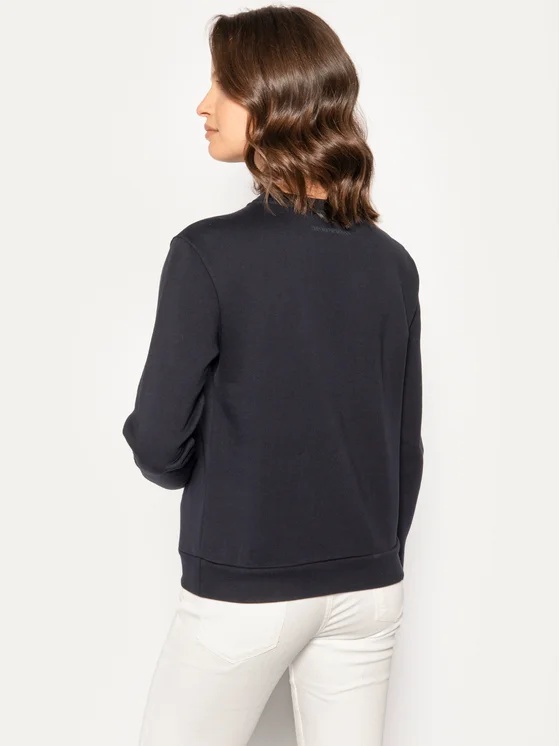 EMPORIO ARMANI NAVY BLUE ROUND COLLAR LONG SLEEVE SWEATER