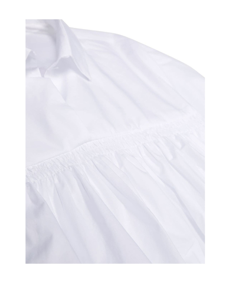 Shop Msgm Lotus Leaf-edged Shirt In White