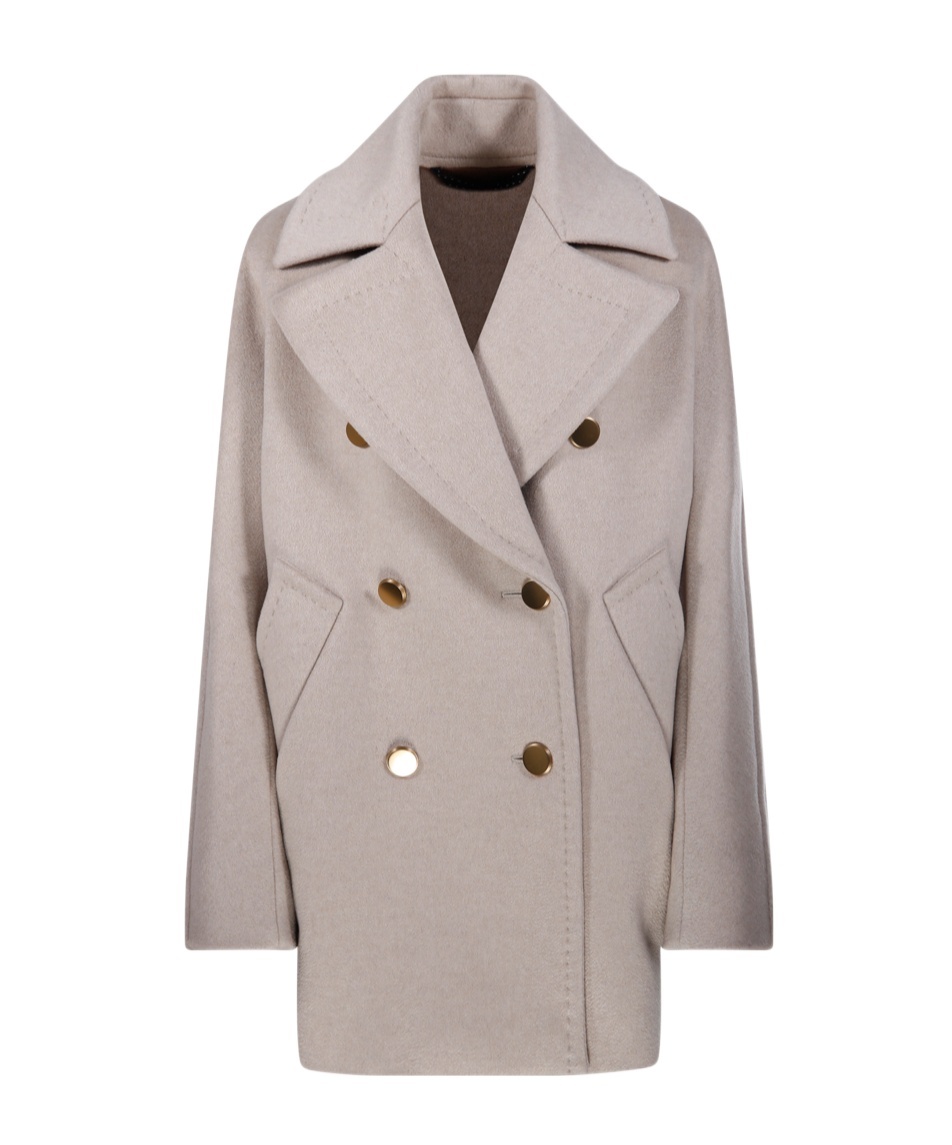 Max Mara Double-breasted Long-sleeved Coat In Nude